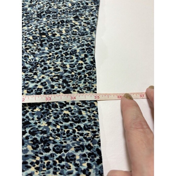Equipment Shirt Dress Blue Animal Leopard Print 8 Silk Long Sleeve Drawstring - Picture 6 of 8